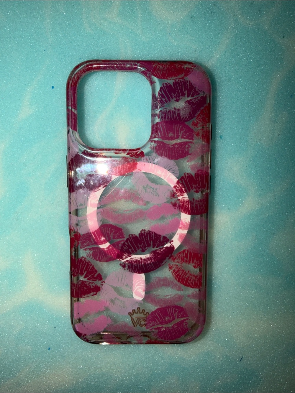 Velvet Caviar Clear Phone Case with Pink Lip Kiss Design and MagSafe